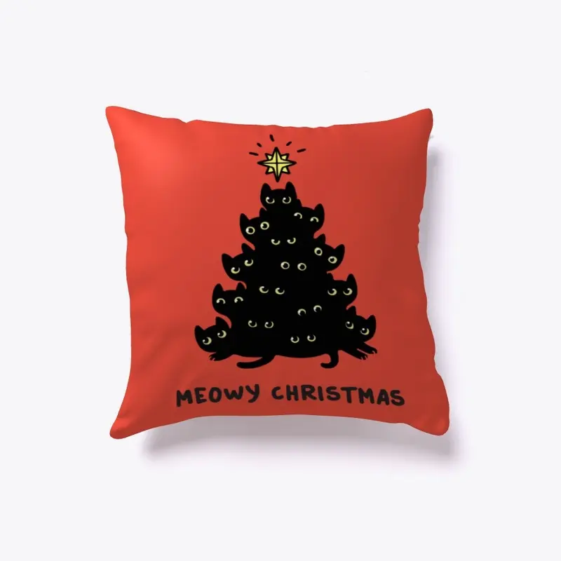 Meowy Christmas Pillow